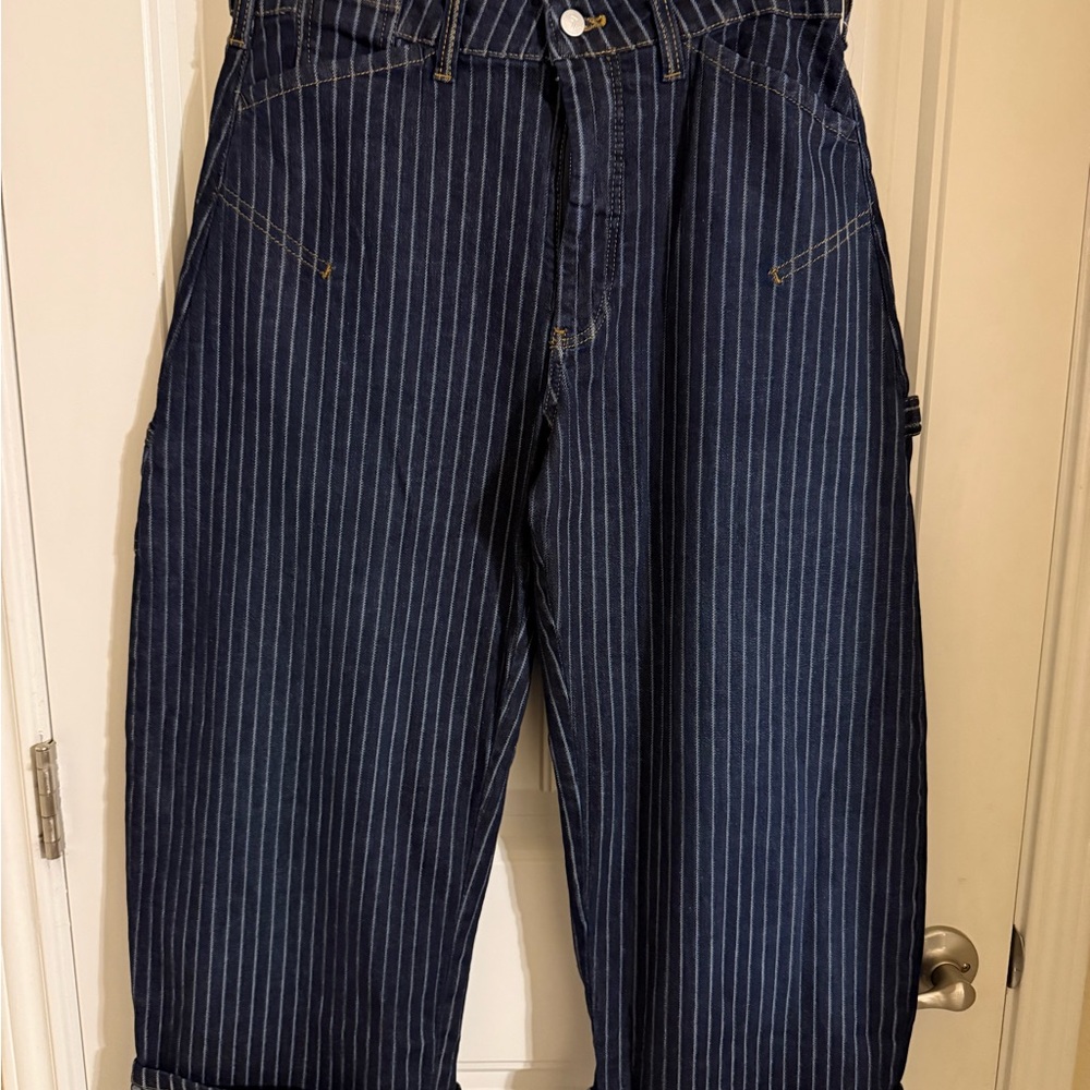 NWT Anthropologie Pilcro Kayden Railroad stripe barrel denim - Picture 6 of 10